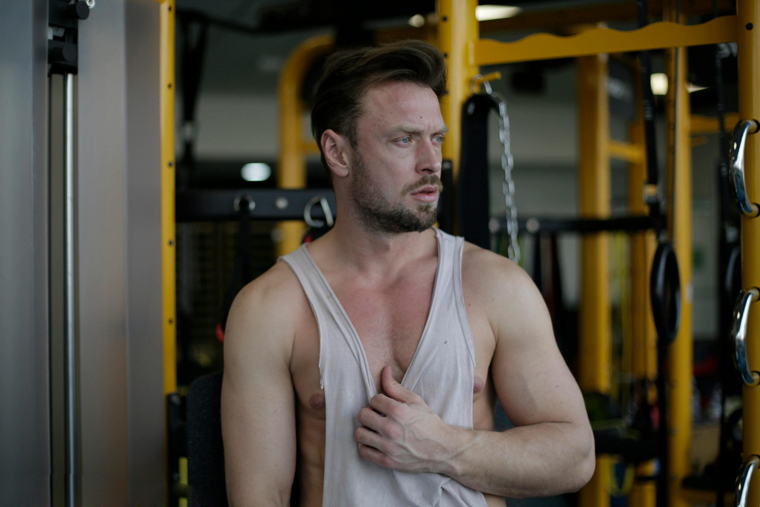 Man working out in a gym